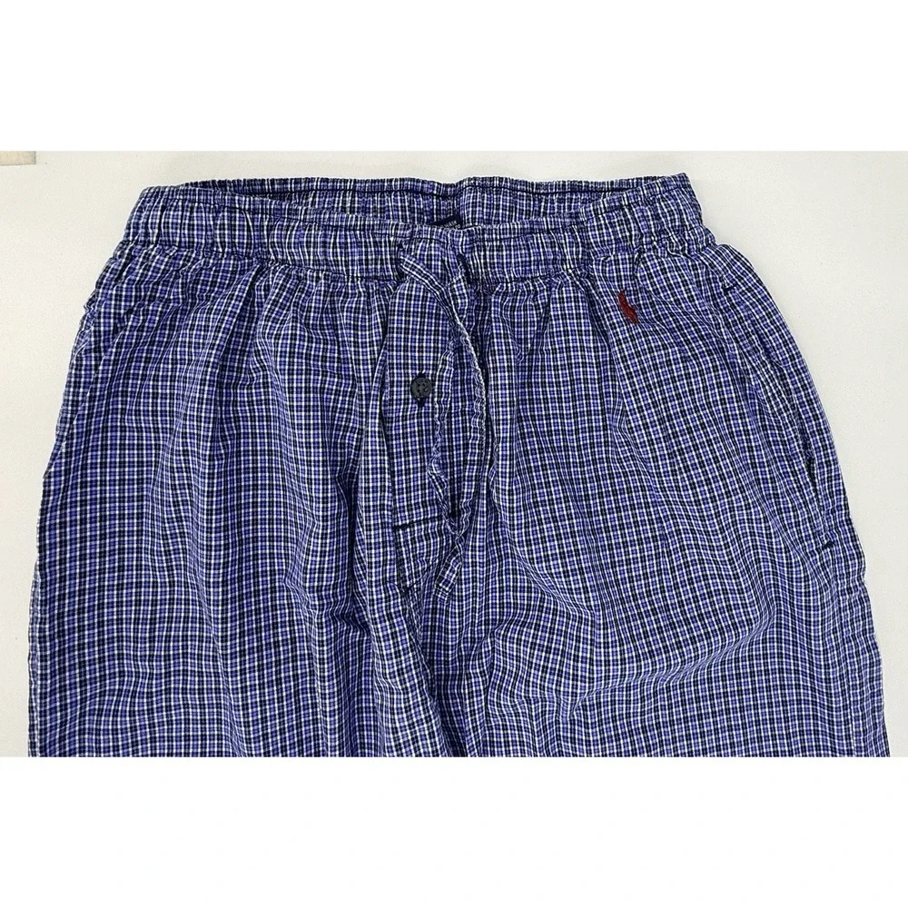 Polo Ralph Lauren Sleepwear Pants Blue Plaid Pajama Lounge 100% Cotton Mens S